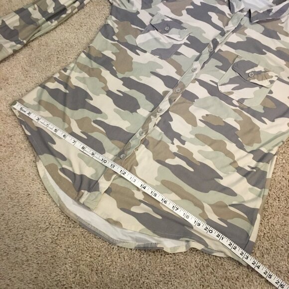 Retro 90s Tank Girl Pale Camo Soft Button Up Shirt - Picture 13 of 15